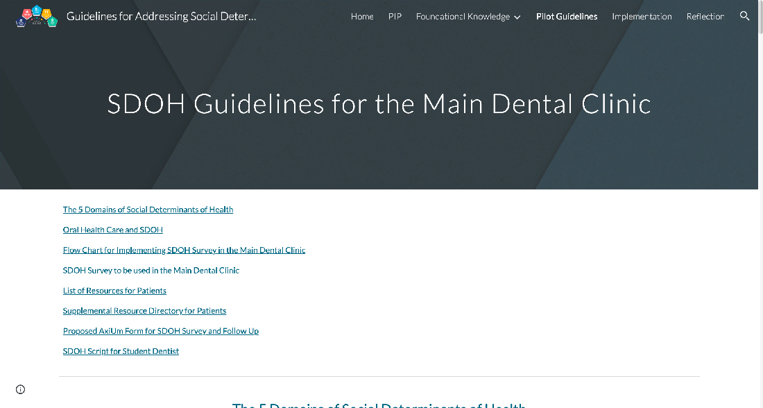 Guidelines for Addressing Social Determinants of Health in the Dental Clinic