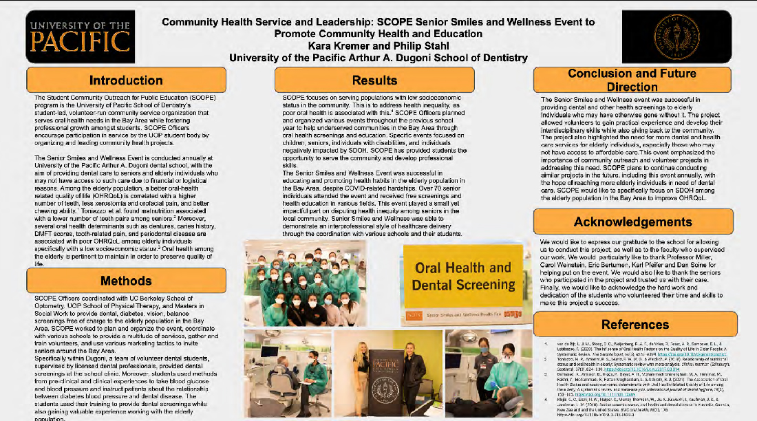 Community Health Service and Leadership: SCOPE Senior Smiles and Wellness Event to Promote Community Health and Education