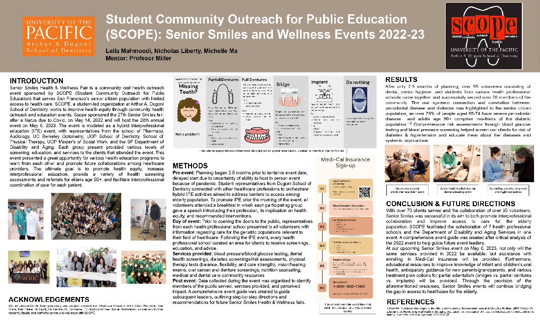 Student Community Outreach for Public Education: (SCOPE) Senior Smiles and Wellness Events 2022-23