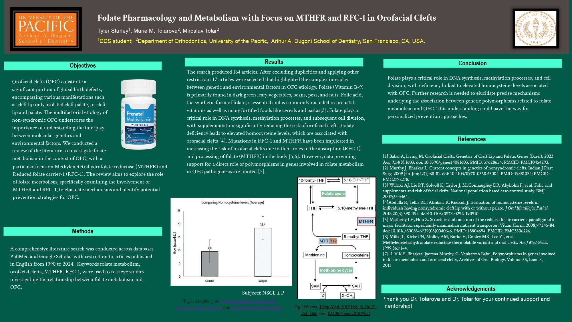 Folate Pharmacology and Metabolism with Focus on MTHFR and RFC-1 in Orofacial Clefts